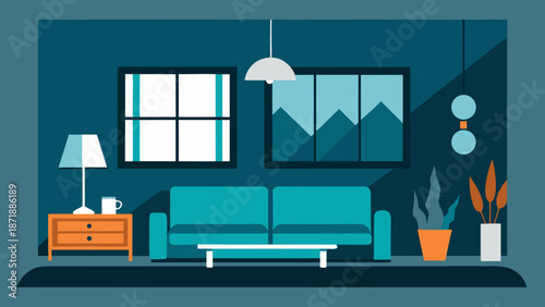 Cozy living room with modern decor Vector