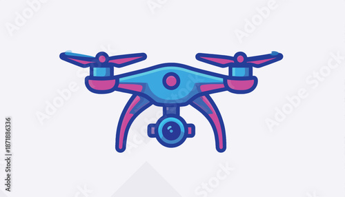 Vibrant Drone Illustration with Camera for Aerial Photography.