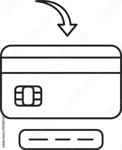 Credit Card Chip Insertion Icon for Payment Transactions.