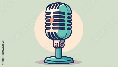 Vintage Microphone Illustration - A Classic Audio Recording Device in Detailed Vector Art.