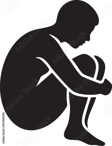 Person Mid Air Jumping into Water in Tucked Cannonball Pose Silhouettes isolated on white background