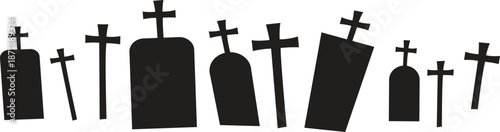 Big set of silhouettes of Halloween on a white background. Vector illustration