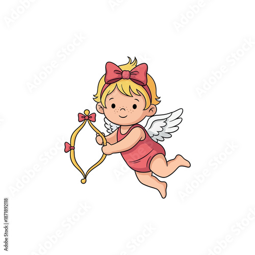 A young cupid with bow and arrow flying through the air, Page Page Page