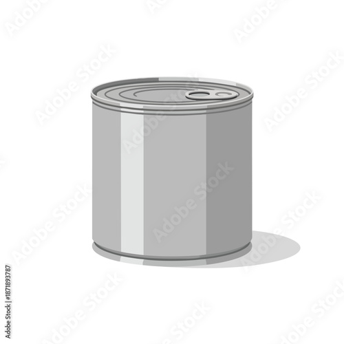 Silver Tin Can on White Background