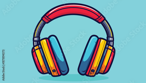Colorful Headphones Illustration - Modern Audio Technology for Music and Entertainment.