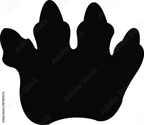 Animals footprints. Wildlife and birds tracks. Different paw prints. Black silhouette imprint icons. Bear and rabbit steps. Fauna trails with inscriptions. Vector zoo footsteps