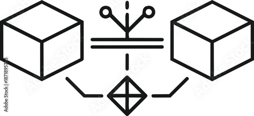 Abstract representation of data transfer between two cubes.