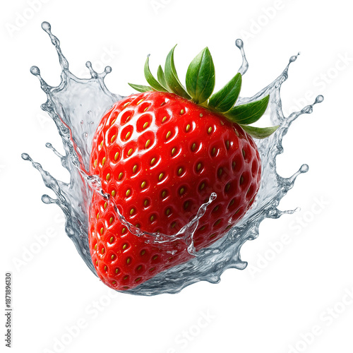 Wallpaper Mural Fresh Strawberry with Water Splash Torontodigital.ca