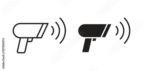 Barcode scanner icons in a black filled and outlined style. Set of vector icons