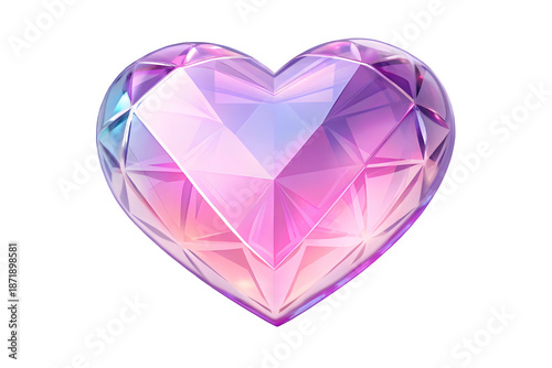 heart shaped pink crystal on transparent background
