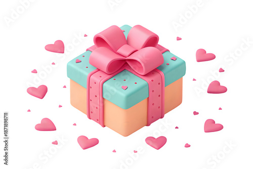 gift box with heart on transparent background