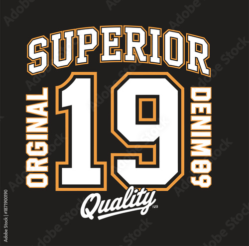 Black and gold vintage sports jersey with number 19 and superior text