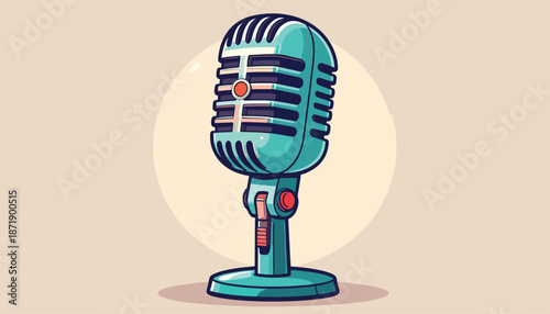 Vintage Microphone Illustration - Classic Audio Recording Equipment.