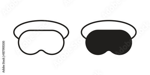 Eye mask icons in a black filled and outlined style. Set of vector icons