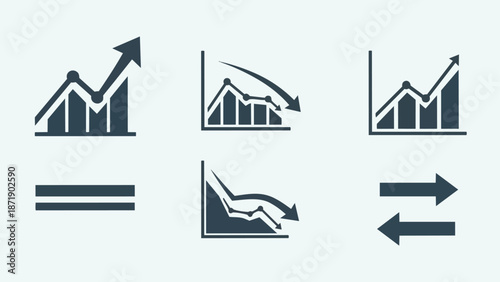 Collection of Financial Growth and Decline Graph Icons.