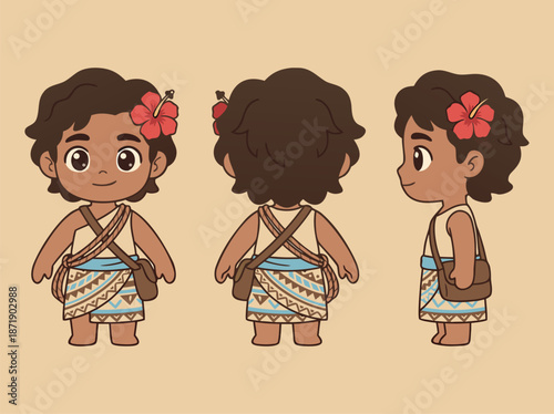 Cute Polynesian Girl Character Design.