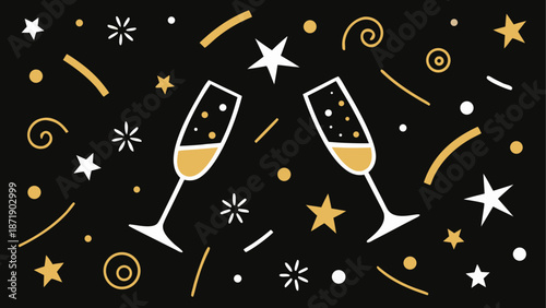 Celebratory champagne toast Vector, illustration