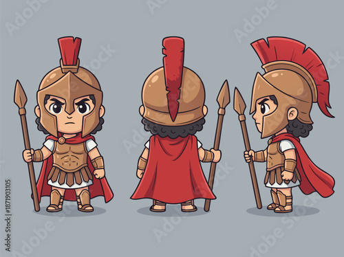 Cute Spartan Warrior Character Design.