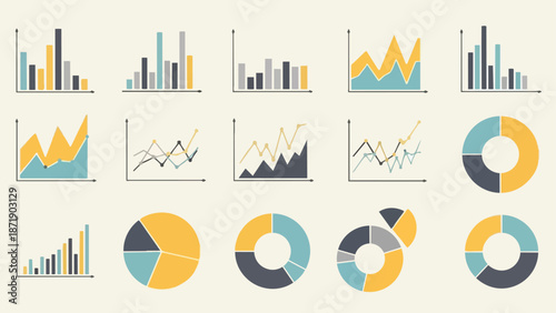 Collection of diverse data visualization charts and graphs.