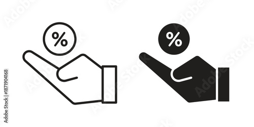 Interest icons in a black filled and outlined style. Set of vector icons