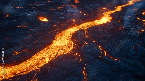 Lava flow at night