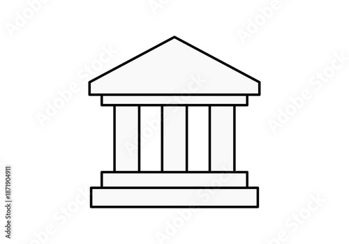 Icono lineal de edificio bancario o gubernamental con columnas clásicas