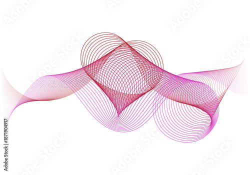 Ondas abstractas de líneas curvas en degradado rosa y magenta 