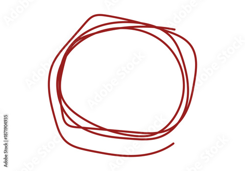 Círculo trazado a mano con trazos de bolígrafo de color rojo
