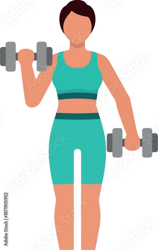 Strong woman lifting dumbbells illustration for Women's Day fitness empowerment campaigns