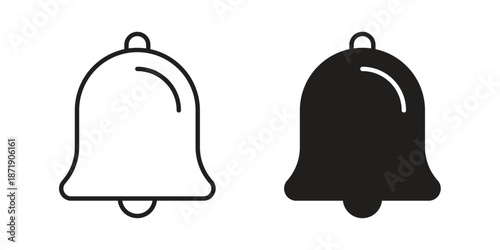 Notification icons in a black filled and outlined style. Set of vector icons
