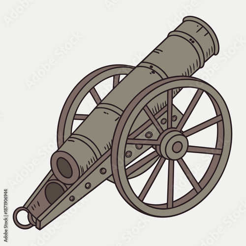 old cannon isolated on white background