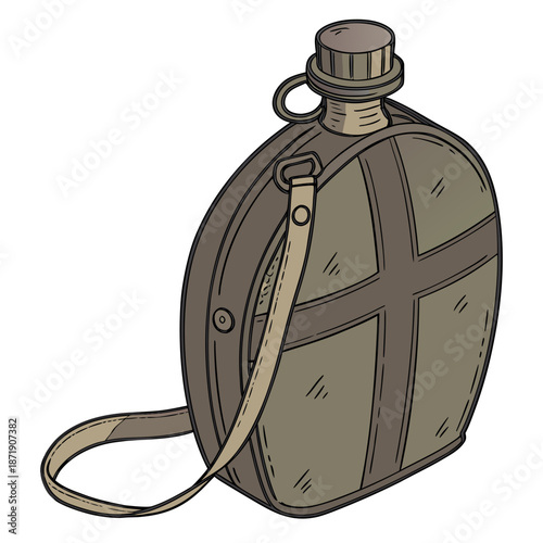 military flask with gas mask