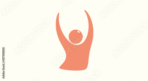 Minimalist illustration of a person with arms raised in a celebratory pose