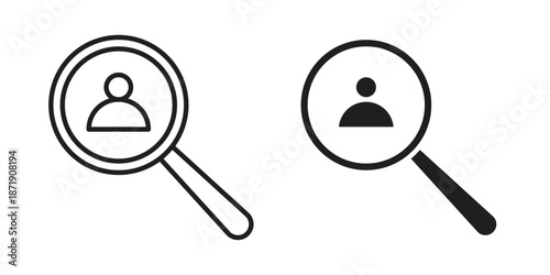 Recruitment icons in a black filled and outlined style. Set of vector icons