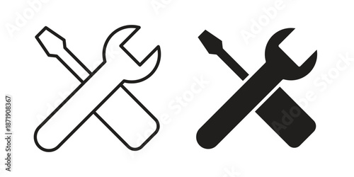 Repair icons in a black filled and outlined style. Set of vector icons