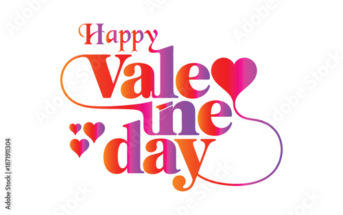 Happy valentine's day colorful text and heart graphic design