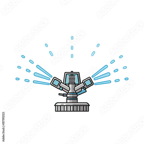 A robotic whisk device is depicted in a vectorized illustration showcasing its mechanical components and dynamic movement