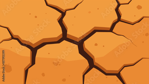 Abstract Cracked Earth Texture Vector Illustration With Natural Drought Effect