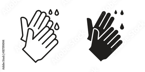 Wash hands icons in a black filled and outlined style. Set of vector icons