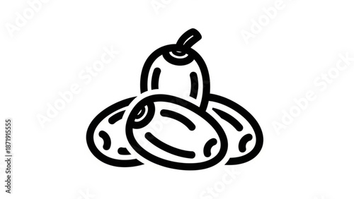 A minimalist vector illustration of a pile of olives in a simple black line art style