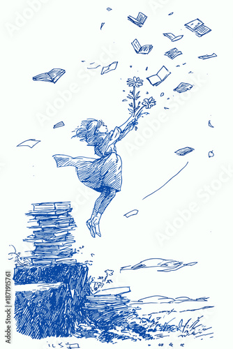 Whimsical Girl with Dandelion in a Serene Nature Setting