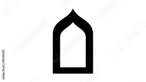 A minimalist black archway icon on a white background, symbolizing architecture and design