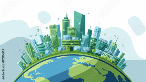 Green City on Earth Sustainable Urban Development Concept.
