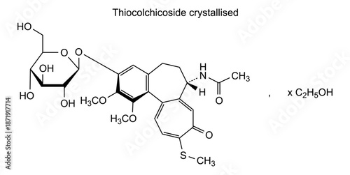 Thiocolchicoside crystallised from ethanol, chemical structure of thiocolchicoside crystallised from ethanol, drug substance