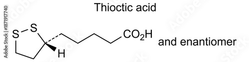 Thioctic acid, chemical structure of thioctic acid, drug substance
