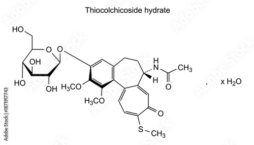 Thiocolchicoside hydrate, chemical structure of thiocolchicoside hydrate, drug substance