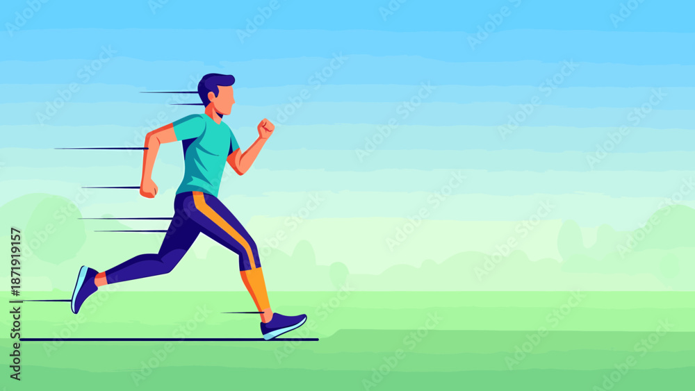 Obraz premium Dynamic Runner in Motion A Vibrant Illustration of Speed and Agility.