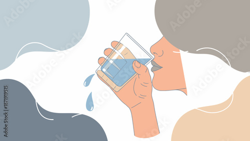 Person Drinking Water from Glass Hydration and Health.