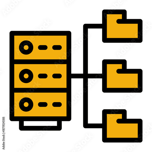 File Storage Networking Data Management Icon from Network and Database Icon Collection (Solid Color Lineal style)