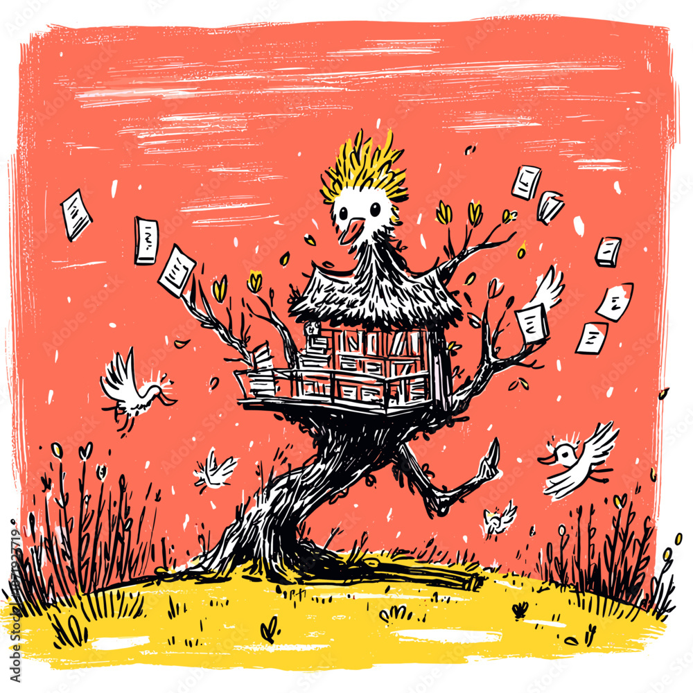 Obraz premium Whimsical Forest Character Surrounded by Friendly Spirits